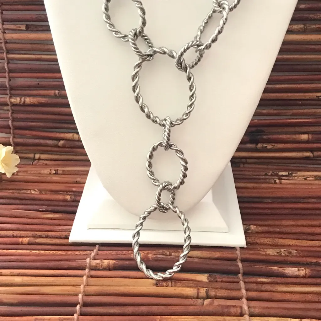 Chico's Large Cable Link Silver Tone Necklace - Image 10