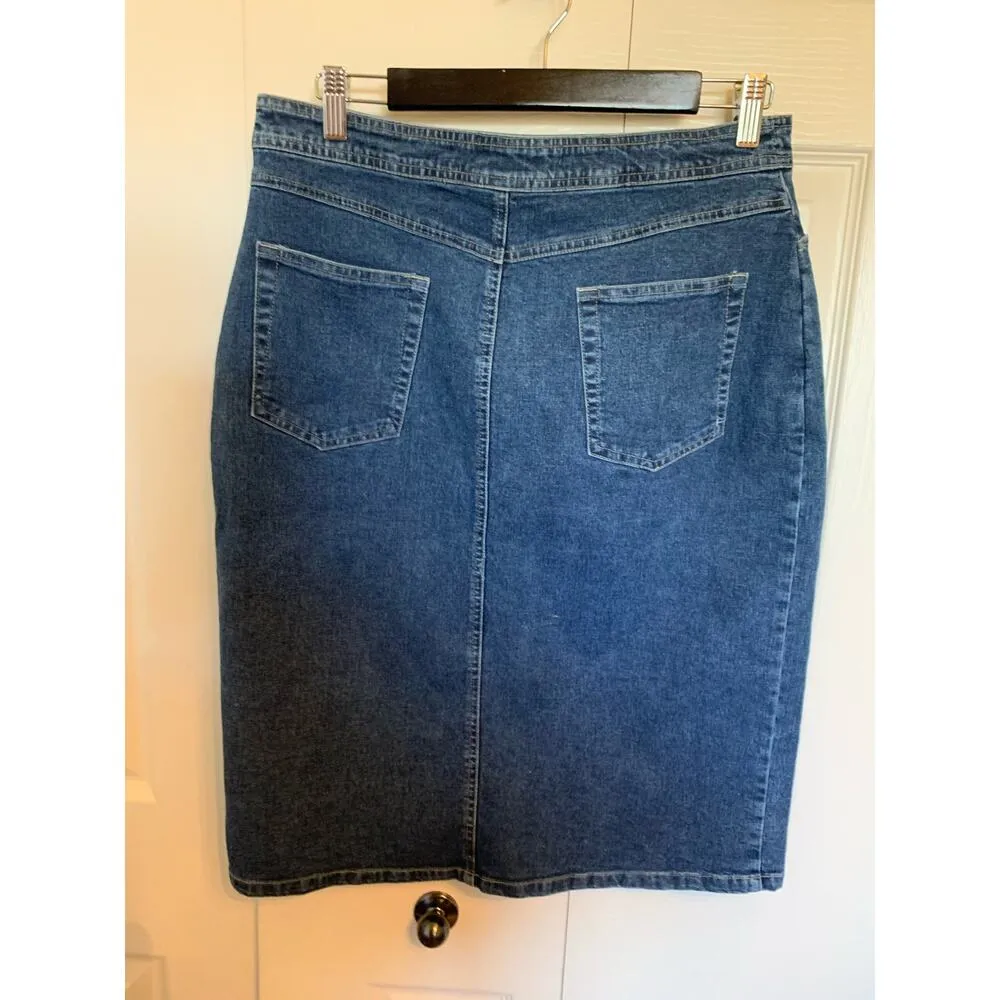 Outback Rider Jean skirt, pencil, blue, euc size 10 Blue - Image 3