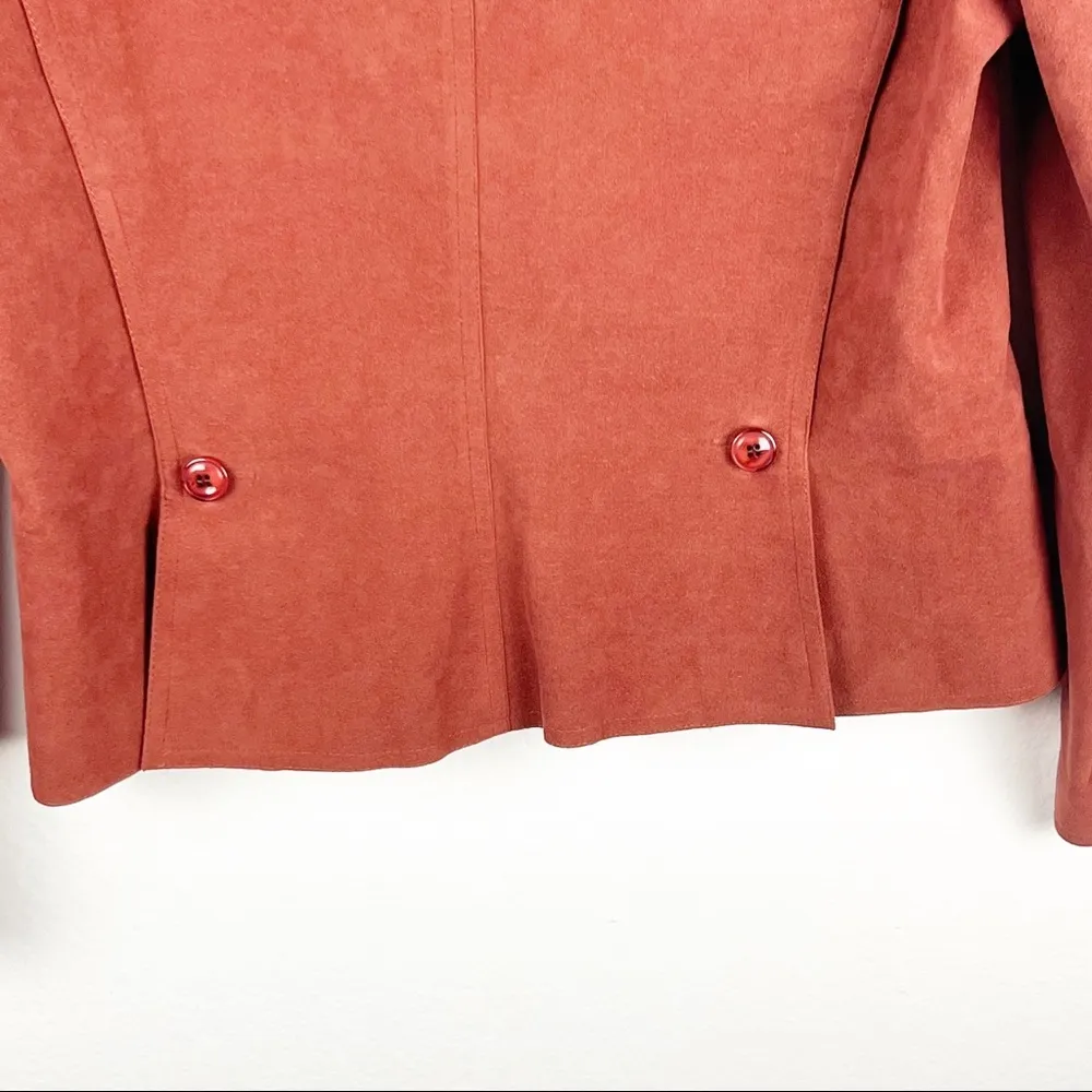 NEIMAN MARCUS Suede Copper Single Button Pocket Lined Long Sleeves Blazer Small - Image 6