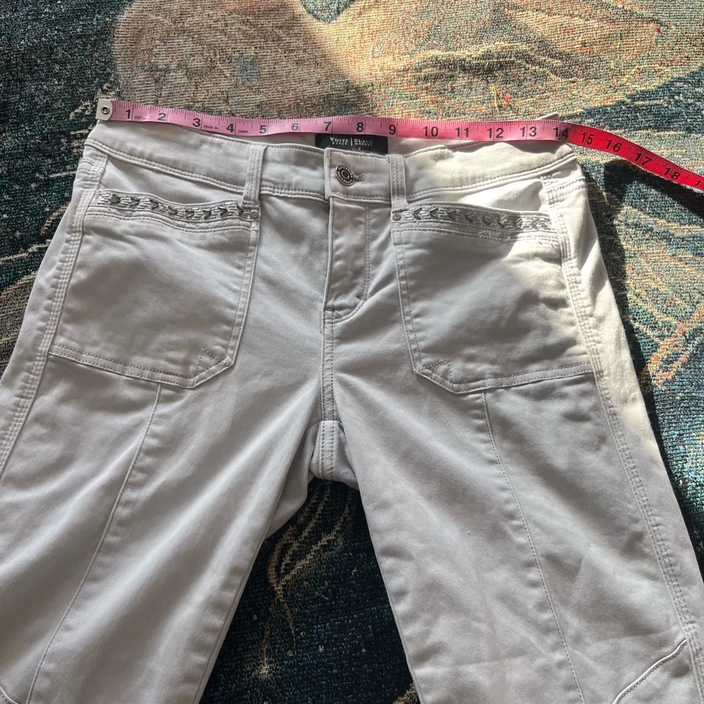 White House Black Market Slim Crop Pants Women’s 2 Gray Moto Zip Stretch Utility - Image 13