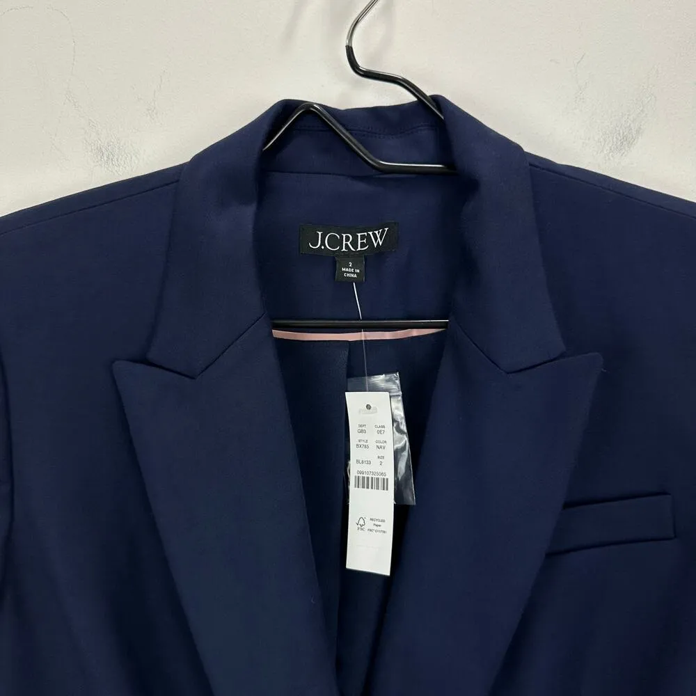 J.Crew Relaxed Double Breasted Blazer Jacket City Twill Viscose Navy US 2 NWT - Image 3