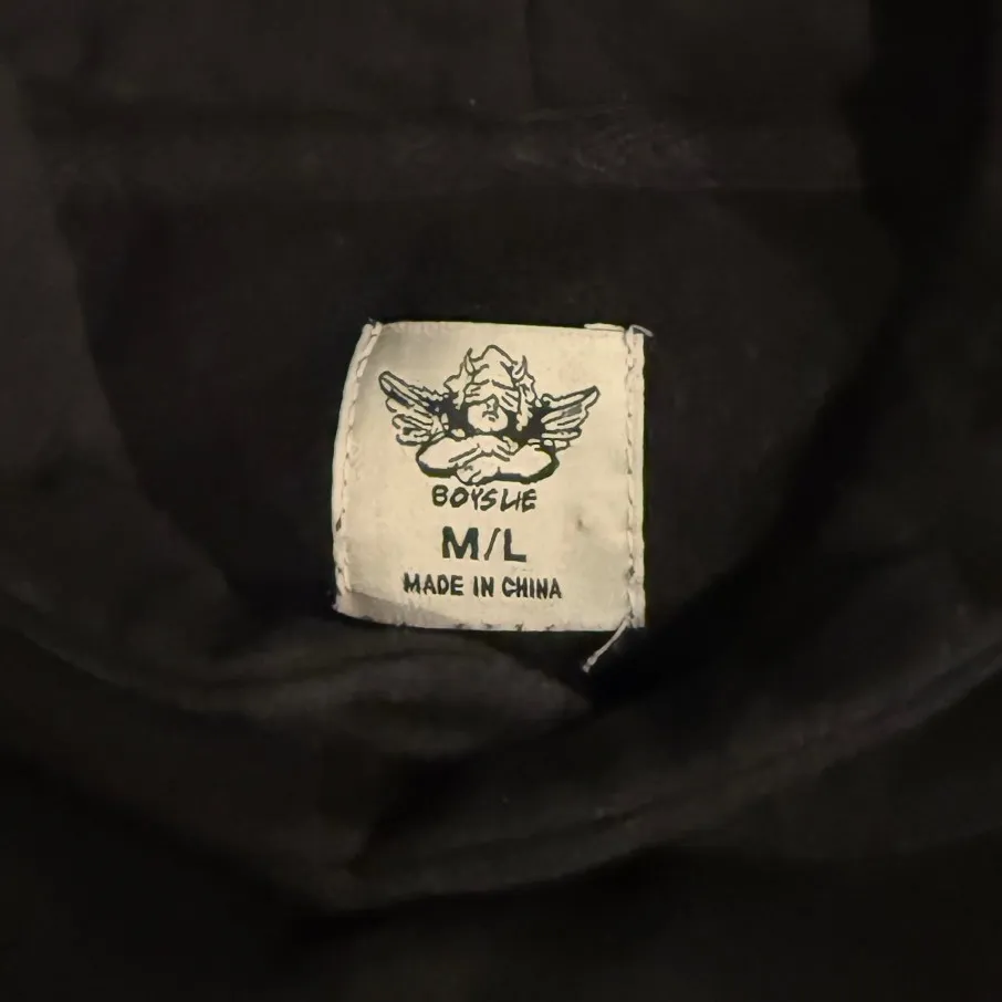 Boys Lie Black Hoodie Cherub Flames Graphic Print Size ML - Image 3