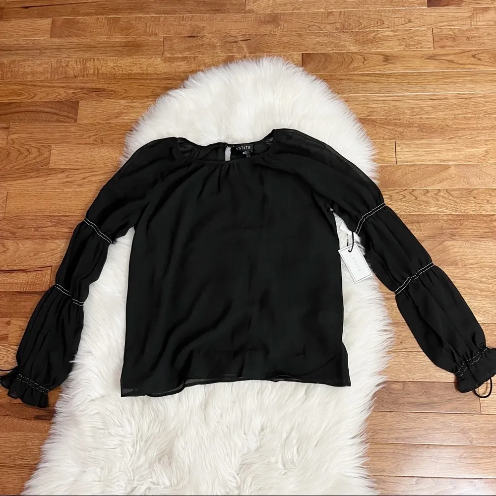 1. State Long Sleeve Blouse Black - Image 3