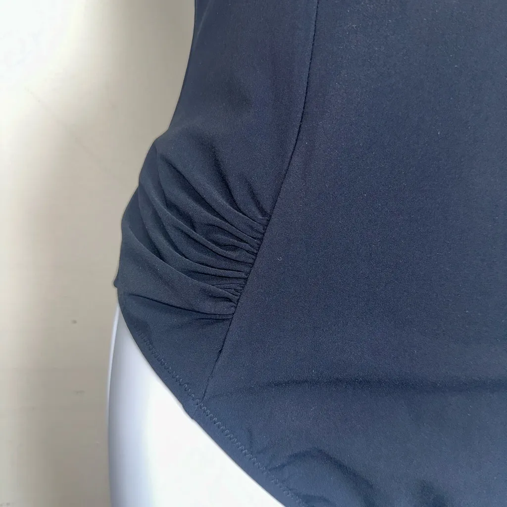 Profile Gottex‎ Ruffled Off Shoulder Ruched Black One Piece Swimsuit Size 6 - Image 7