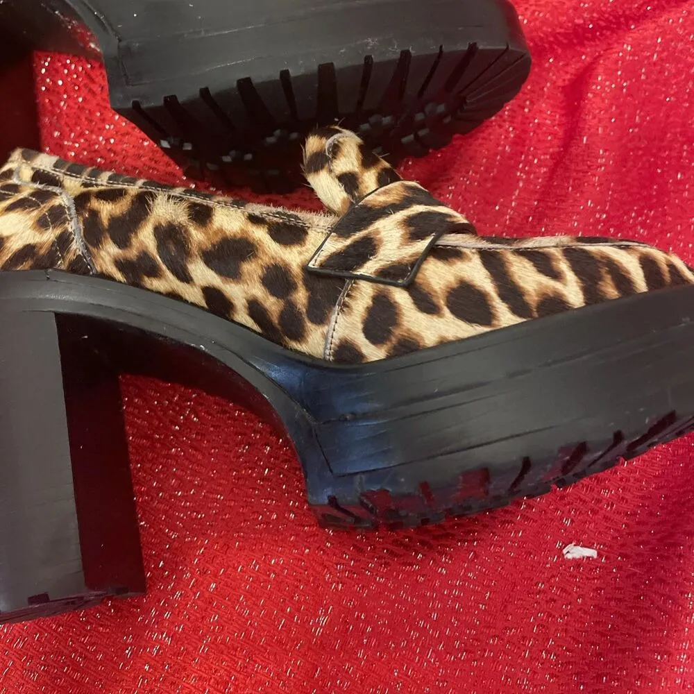 Gianni Bini Calf Hair Leopard Print Fat Square Heels 8.5 VNC - Image 10