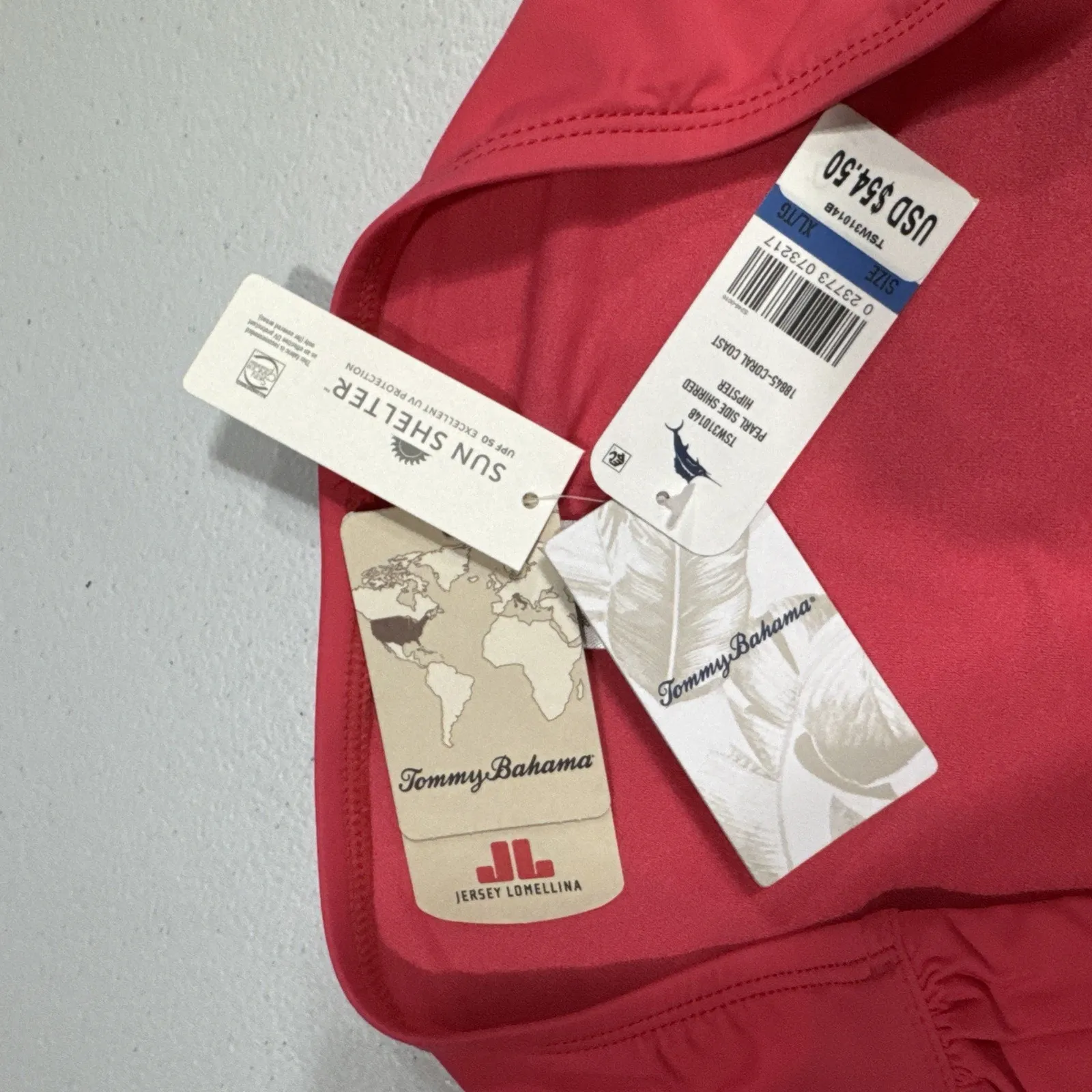 Tommy Bahama Women's Pearl Side-Shirred Hipster Bikini Bottom Sz. XL Coral Coast - Image 5