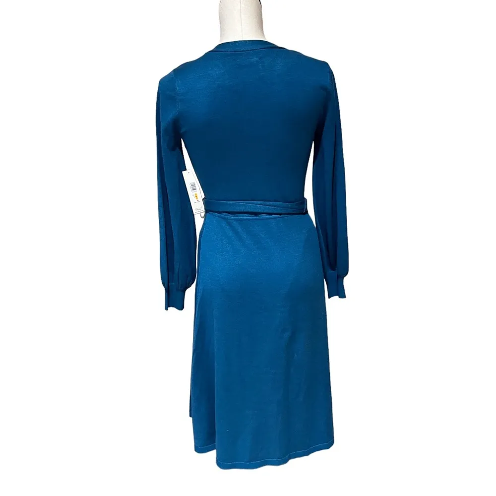NWT ELIZA J BUTTON FRONT BELTED SWEATER DRESS TEAL SMALL - Image 5