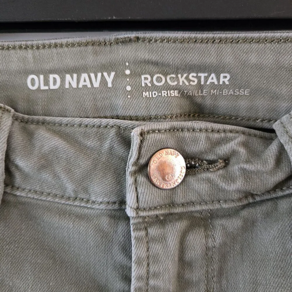Old Navy Mid Rise Size 2 Distressed Skinny Jeans Olive Green - Image 5