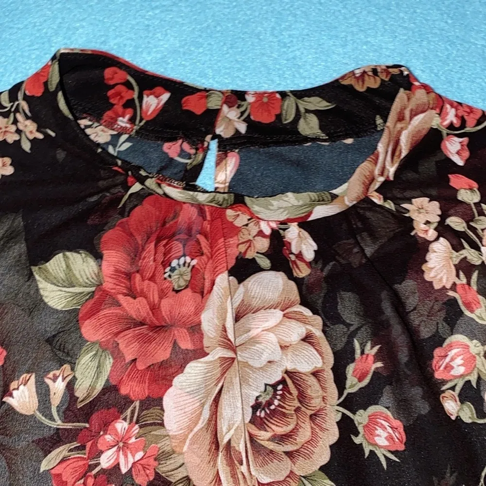 SHEIN Curve mock neck floral sheer long sleeve pullover flowy NEW size 4X - Image 4