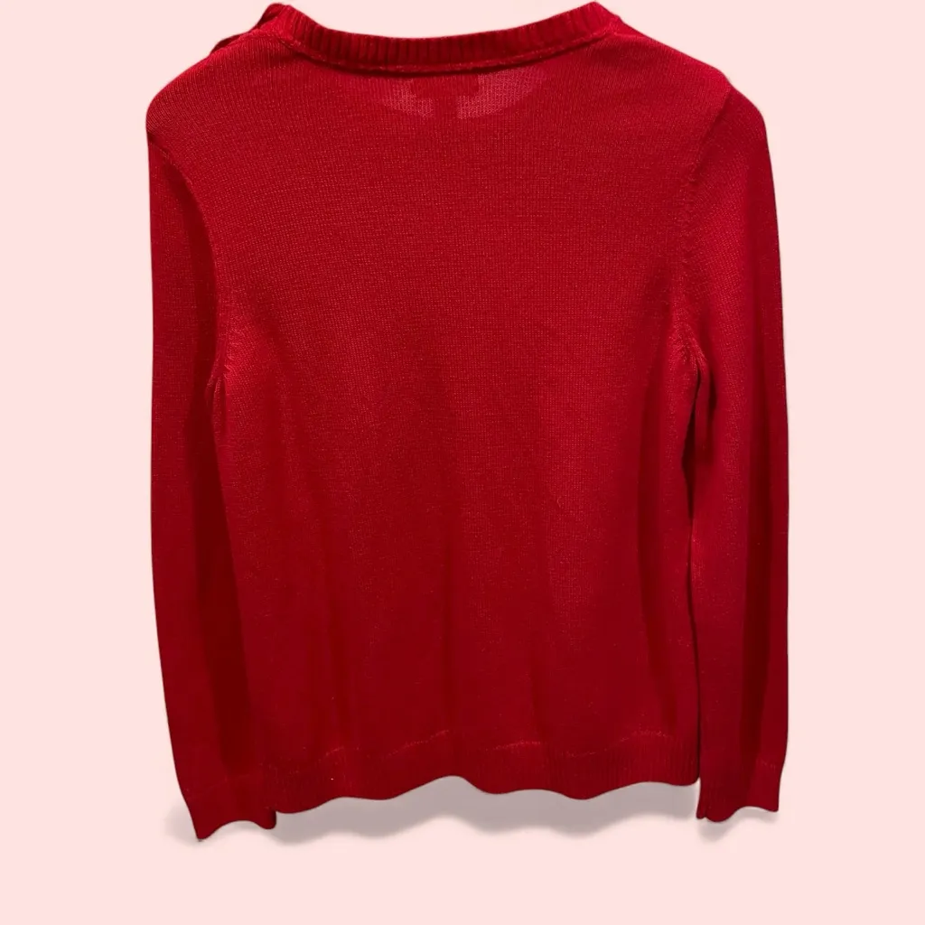 Cute cherry red gold button owl hoot hoot cotton blend sweater - Image 5