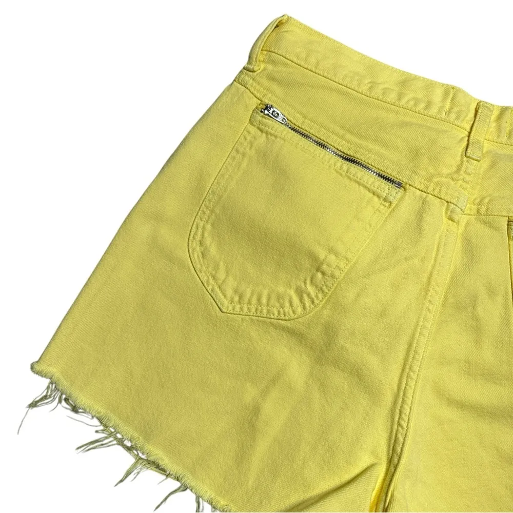 7 For All Mankind Easy Fringed Hem Shorts in Banana Yellow Womens 29 - Image 7