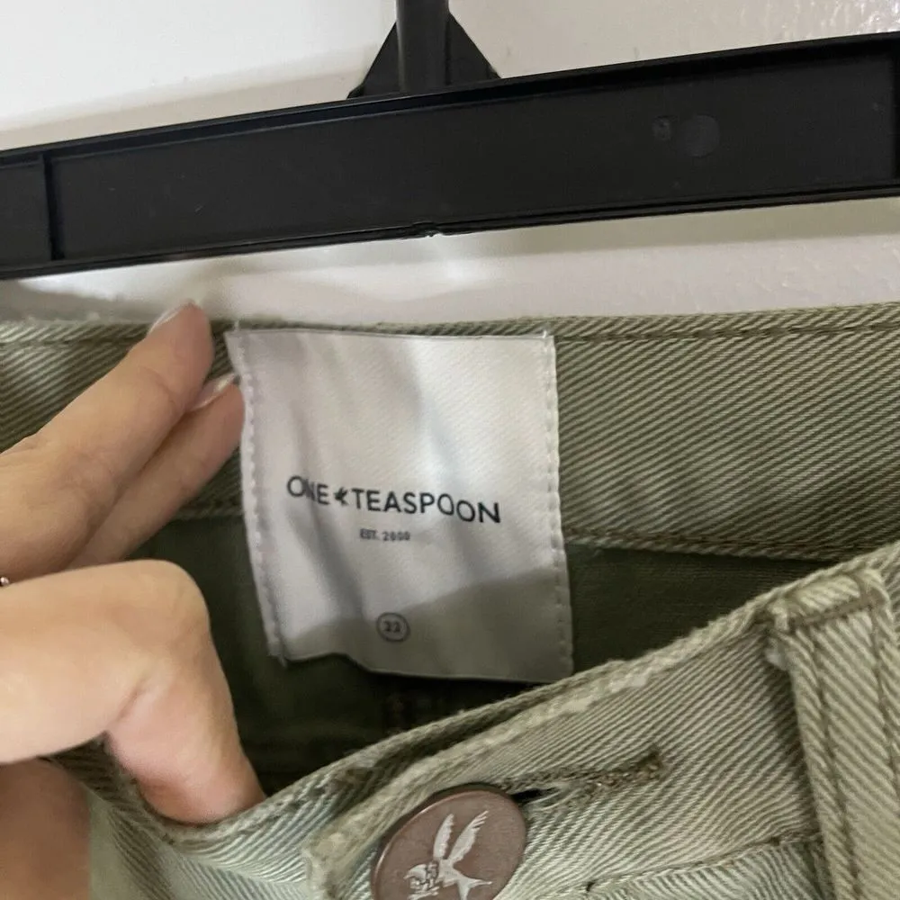 NEW! One Teaspoon Super Khaki Green Junkyard Relaxed Denim Mini Skirt US 0 $110 - Image 5