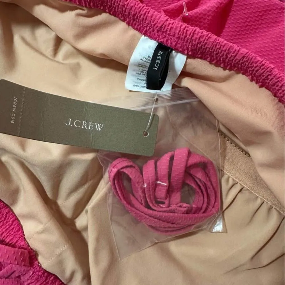 NWT J.Crew Bandeau Swimsuit Sweet Pink Rickrack Ruffle Halter Tie NWT 14 - Image 3