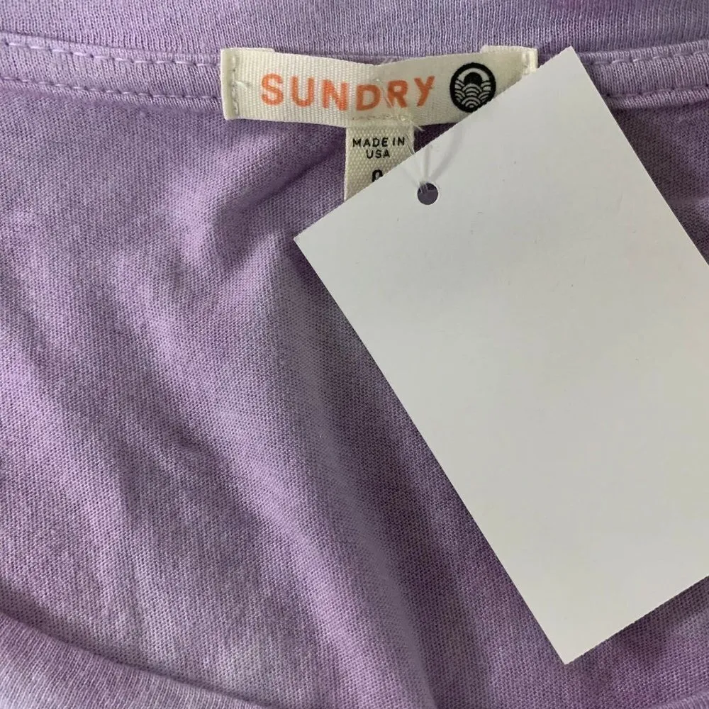 Sundry Womens Purple Lilac White Tie Dye Print Long Sleeve T-Shirt - Image 3