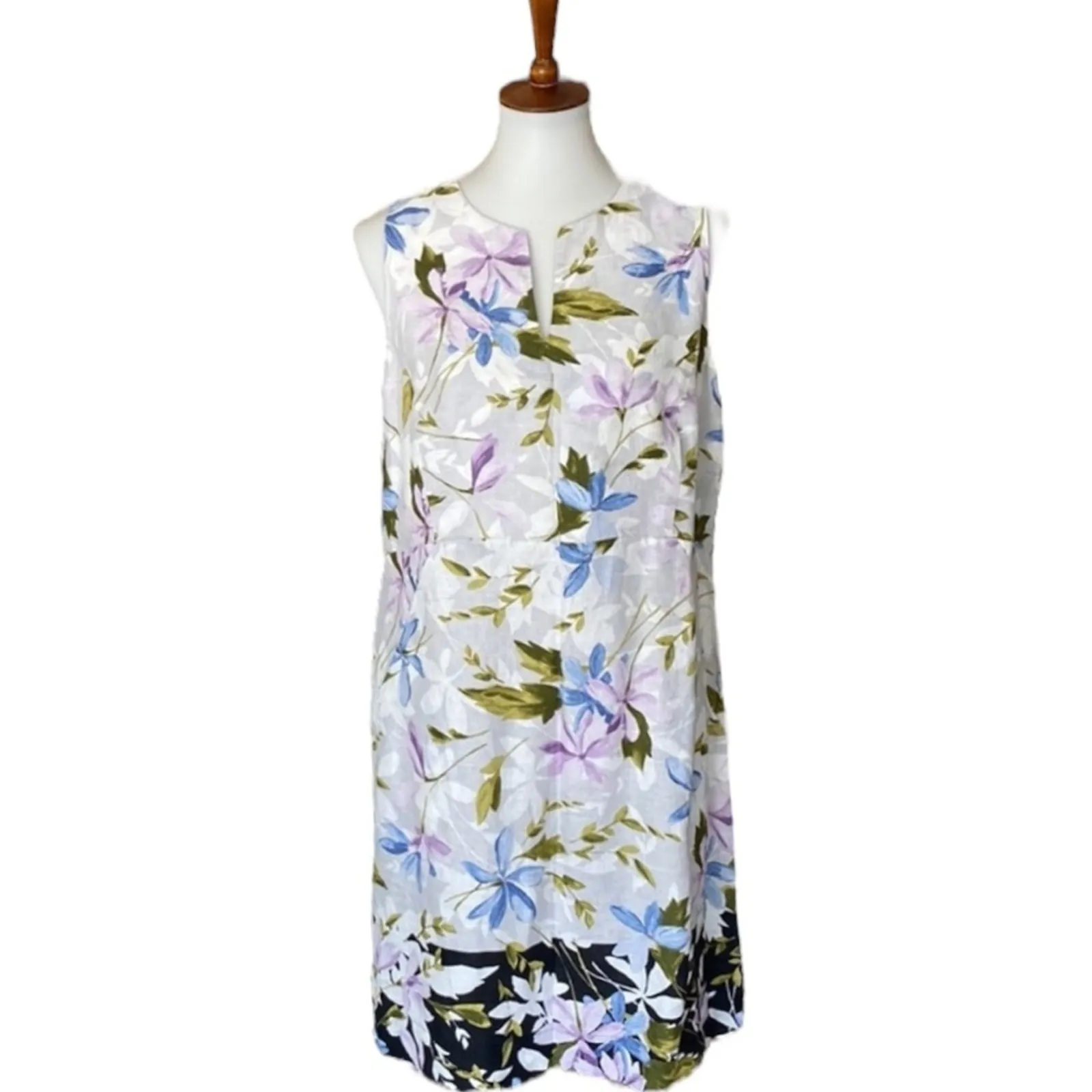 J. Jill Love Linen Dress MP Medium Petite Classic Dress Floral Boho PM Resort Gray Size undefined - Image 7