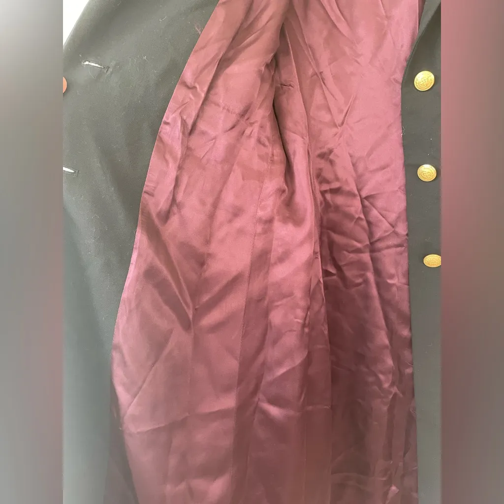 The J. Peterman Company black wool trench coat with gold accent buttons; size 6 - Image 9