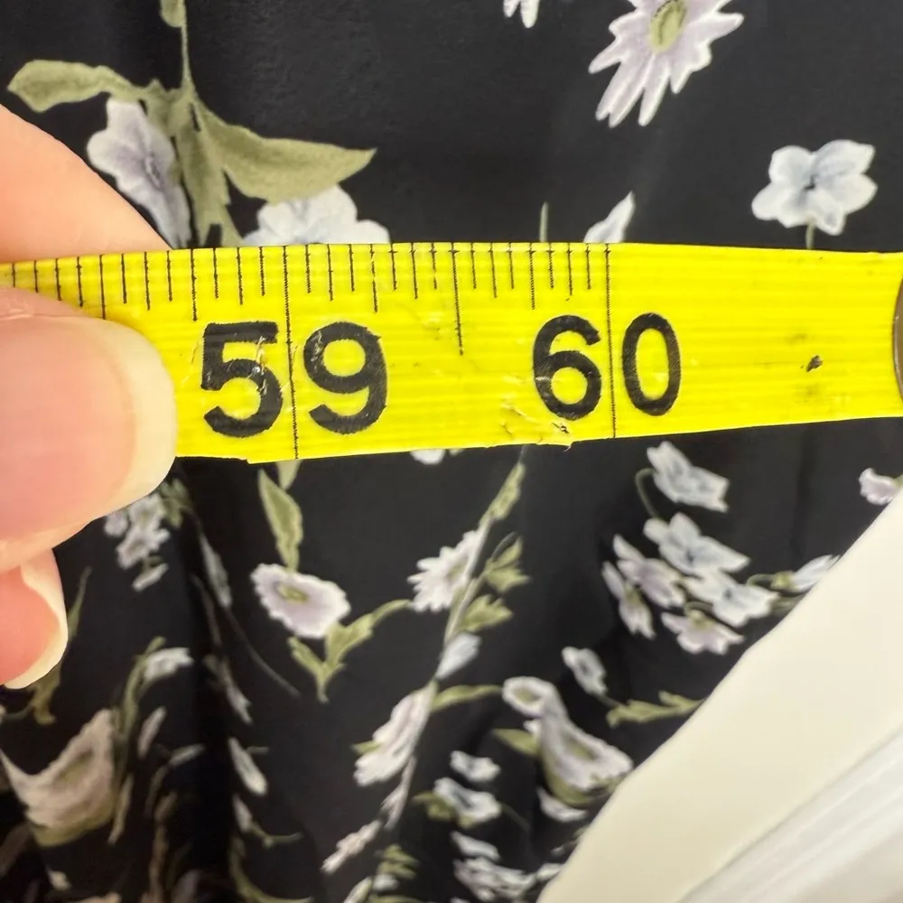 Vintage 90s B Moss Dark Floral Maxi Dress Women’s 13/14 Short Sleeve Collar Black Size undefined - Image 7