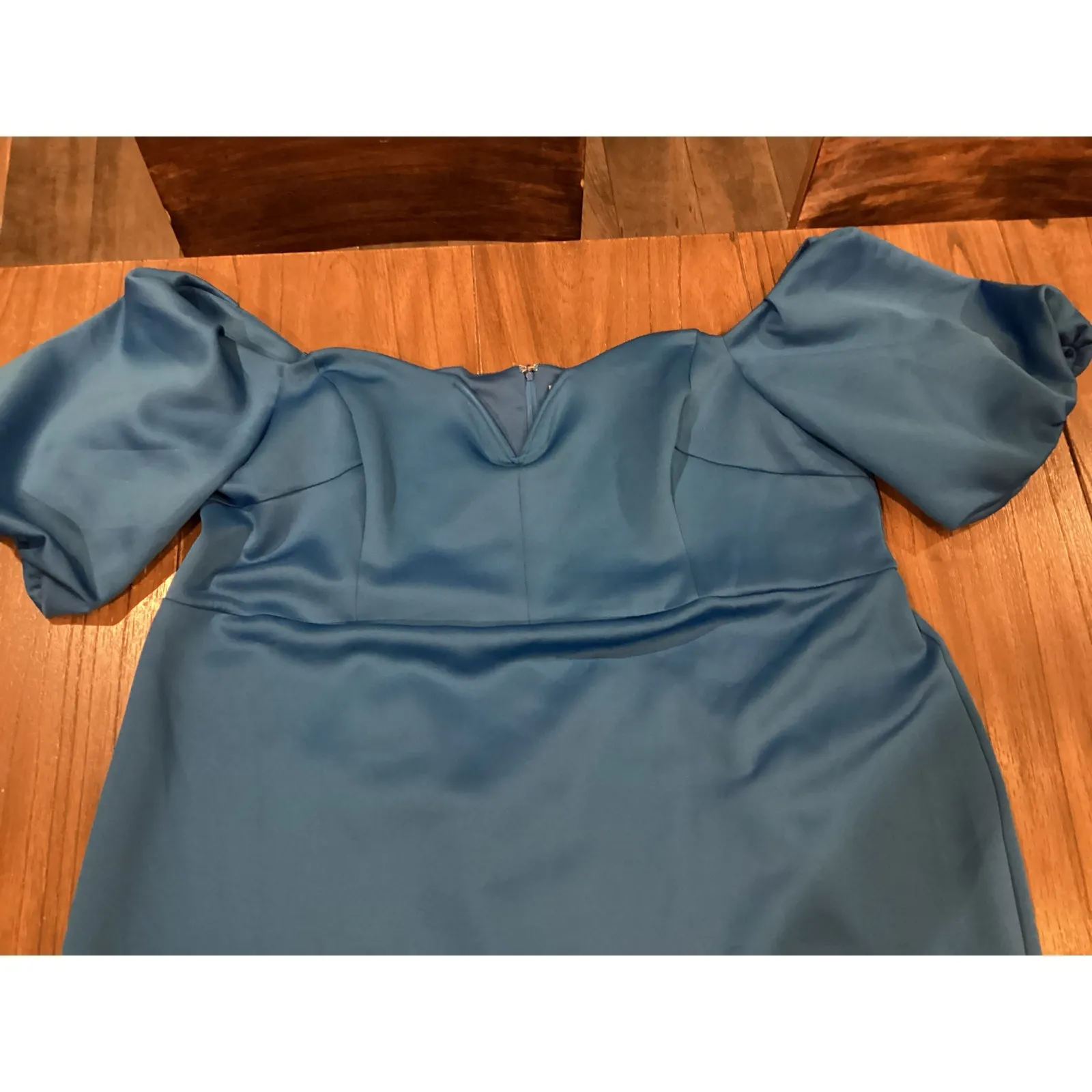 Asos Curve Blue Scuba Puff sleeve bardot knee length cocktail dress NWT size 24 - Image 7