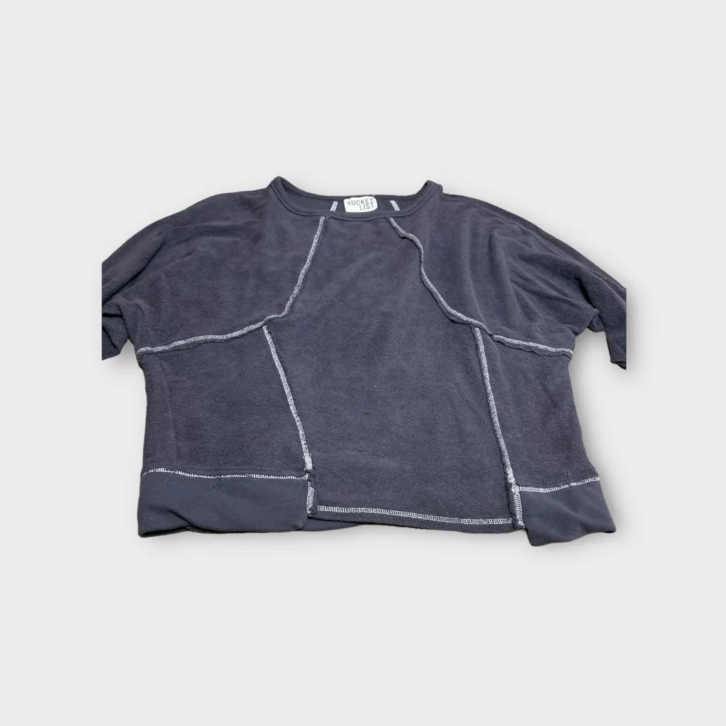 Bucketlist French Terry Relaxed Oversized Top Sweatshirts Berry Pink USA Sz‎ M Gray Size M - Image 5