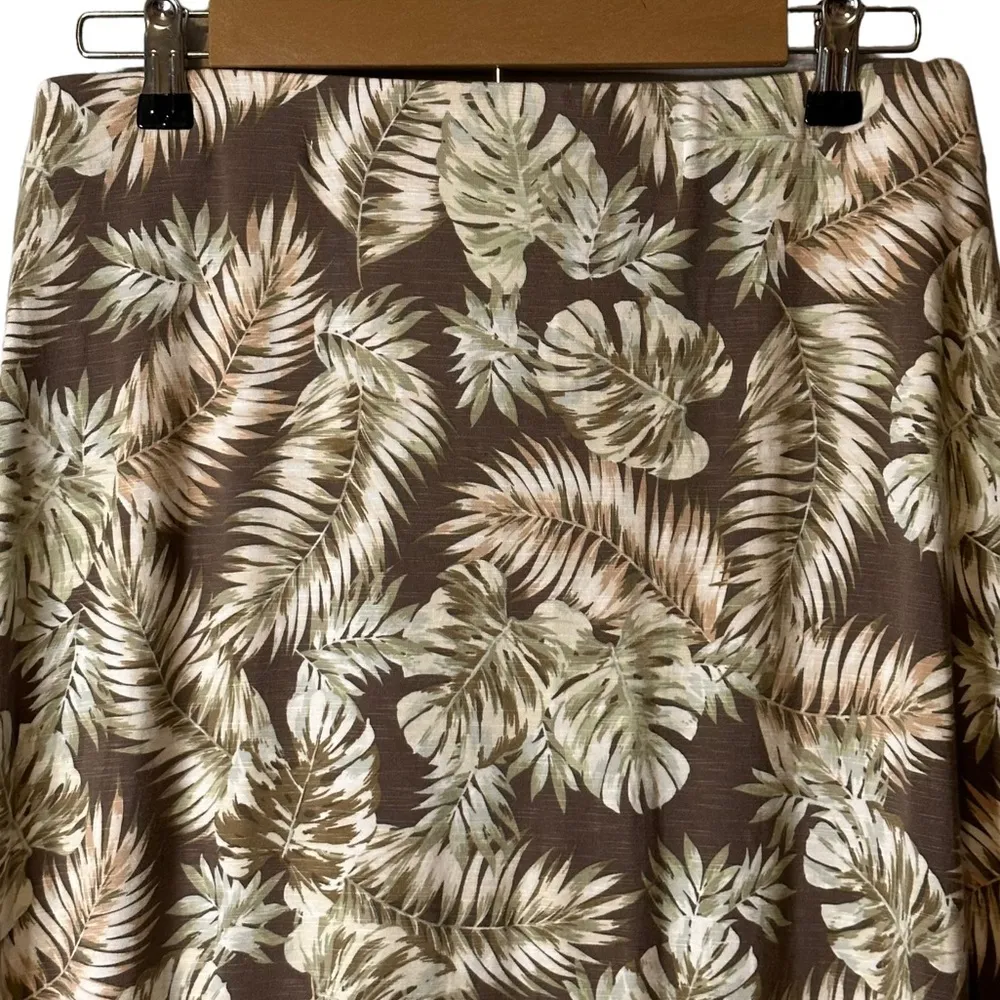 J Jill Printed A-Line Knit Maxi Skirt Watercress Cheerful Palms Elastic Waist SP - Image 3