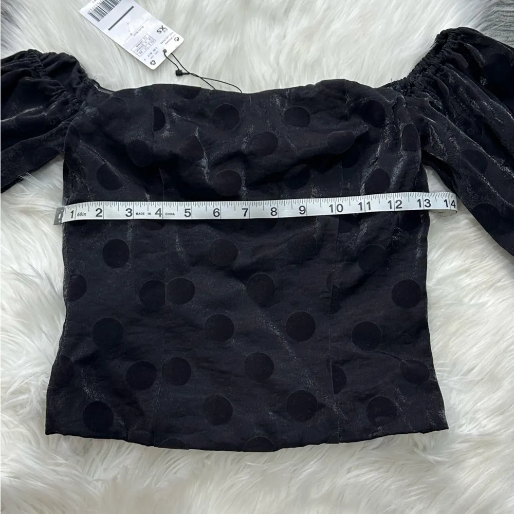 NWT MNG Mango Off The Shoulder Puff Sleeve Polka Dot Blouse - Image 9