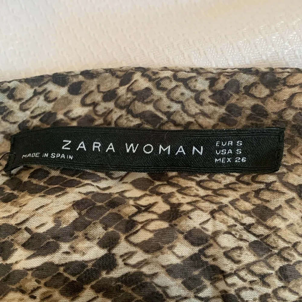 Zara Silk Snake Print Brown Sheer Blouse Light Top Women’s Small Long Sleeve - Image 5