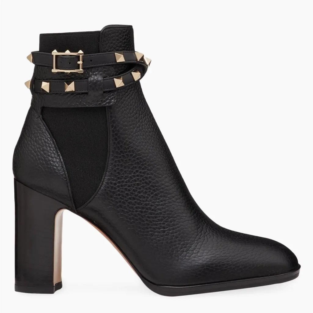 NIB Valentino Garavani Rockstud Grainy Calfskin Ankle Boots Size 38 - Image 2