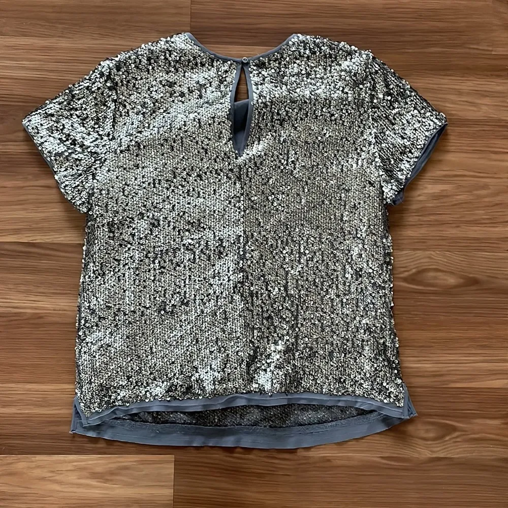 Size S silver sequin crop top from - Image 2
