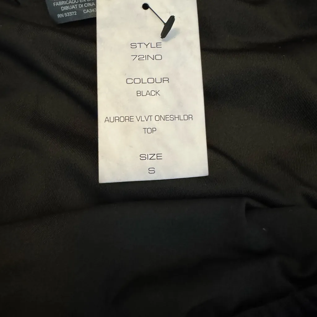 French Connection S Aurore Elegant Black  Velvet One-Shoulder Top Ret: $118 NWT - Image 4