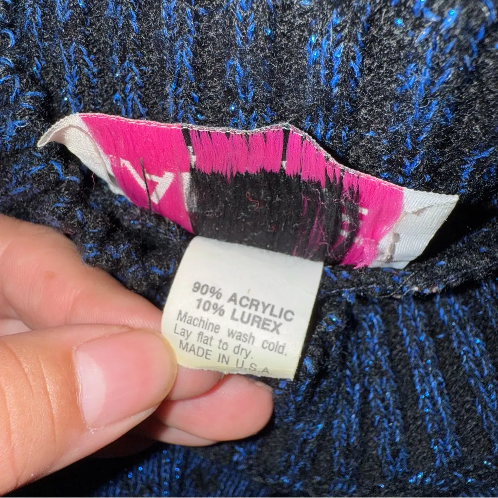 Vintage Adele Knitwear Lurex‎ Blue Sparkle Metallic Sweater XL Women’s Baroque - Image 9