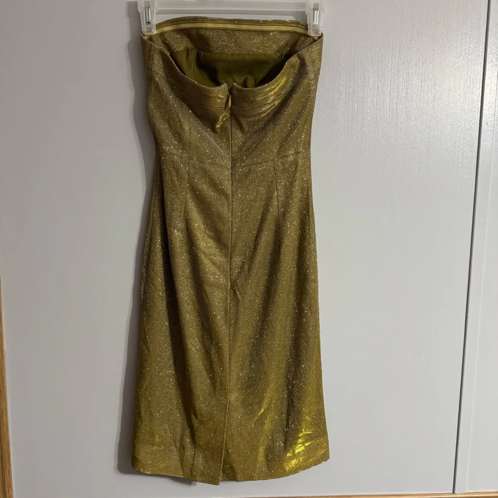 House of CB Gold Strapless Mini Dress Size XS - Image 3