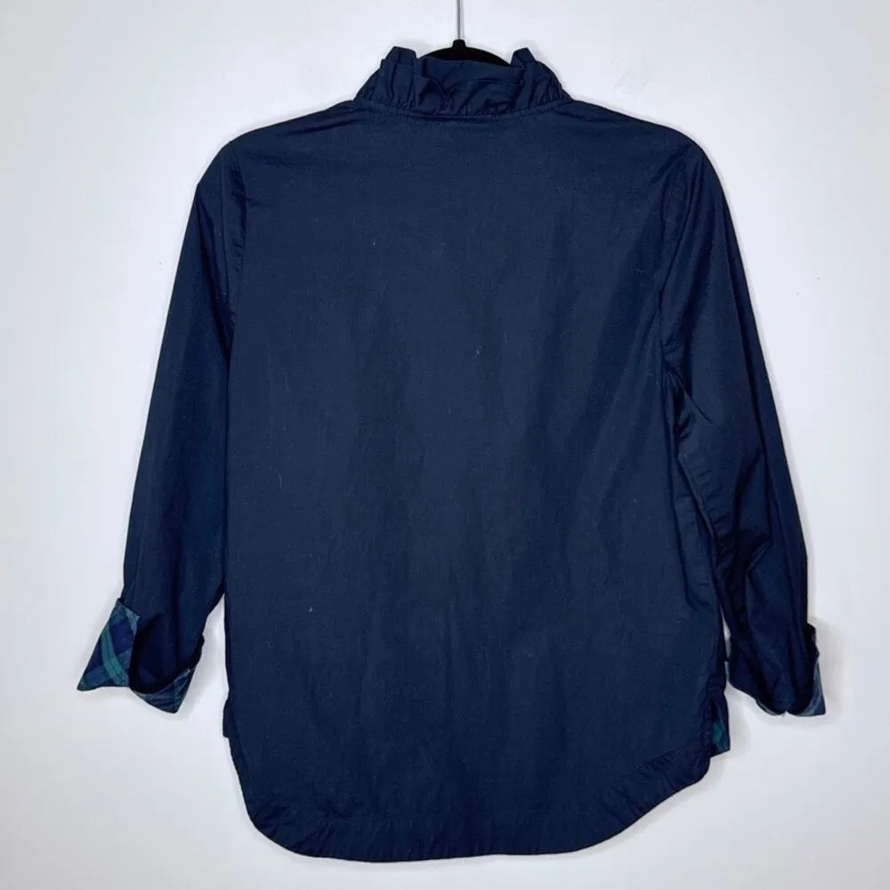 Vineyard Vines Small Pullover Ruffle V-Neck Tartan Plaid Trimmed Top Long Sleeve - Image 6