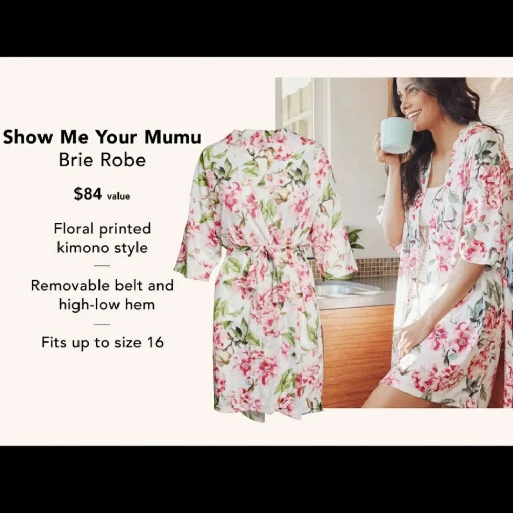 Mu Mu Show Me Your Mumu Robe Brie Pink Floral Size O/S - Image 11