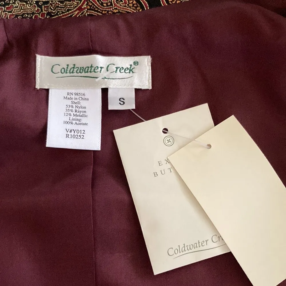 NEW Coldwater Creek Brocade Pattern Vest Shiny Gold Small Woven Thread Posh NWT - Image 6