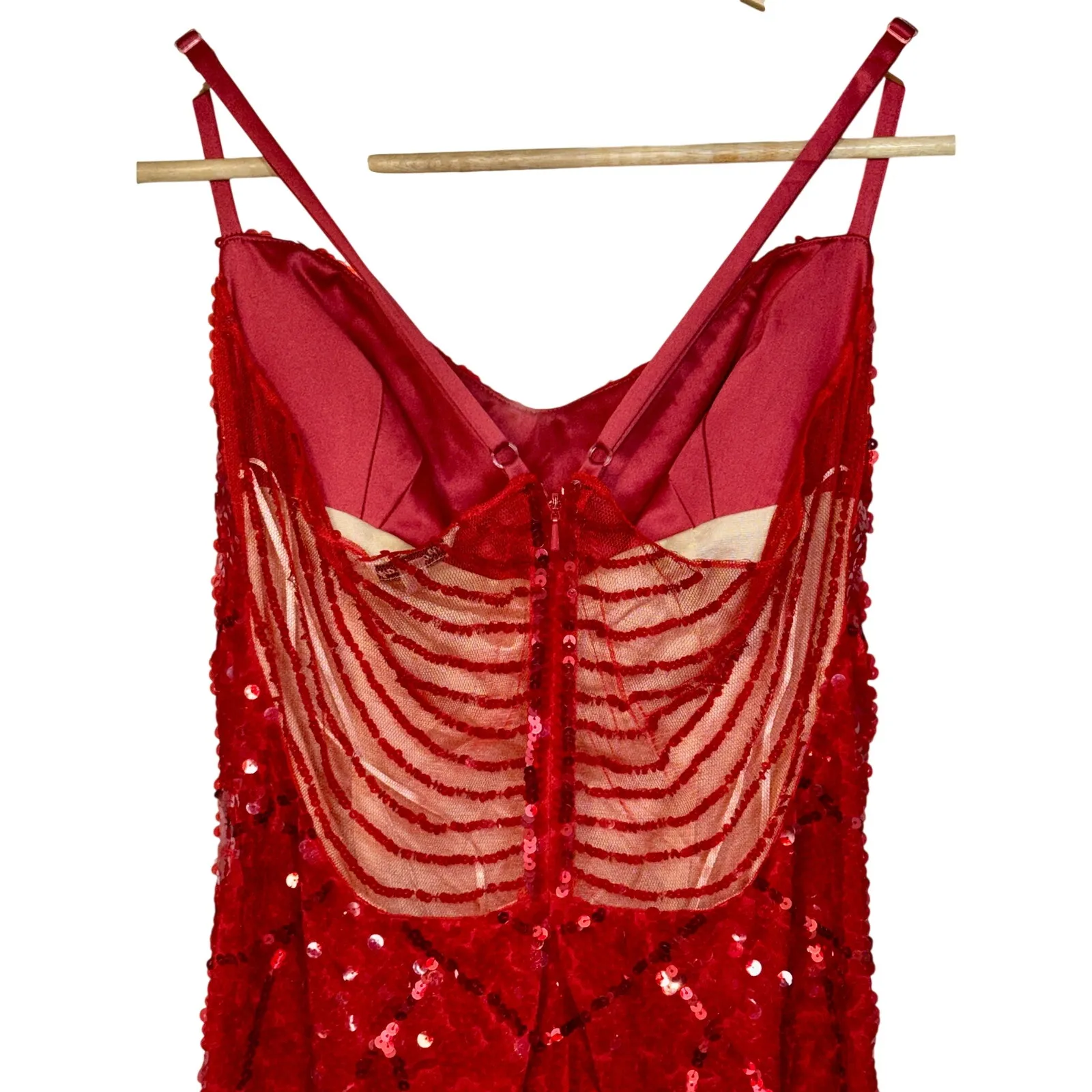 NWT Mandalay Red Sequin High Low Maxi Mermaid Gown Evening Formal Dress Size 8 - Image 6