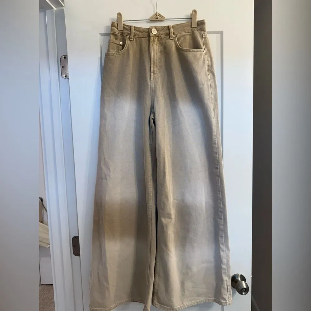 One Teaspoon Love Machines Mid Waist Super Wide Leg Denim Jeans - Butterscotch - Image 5