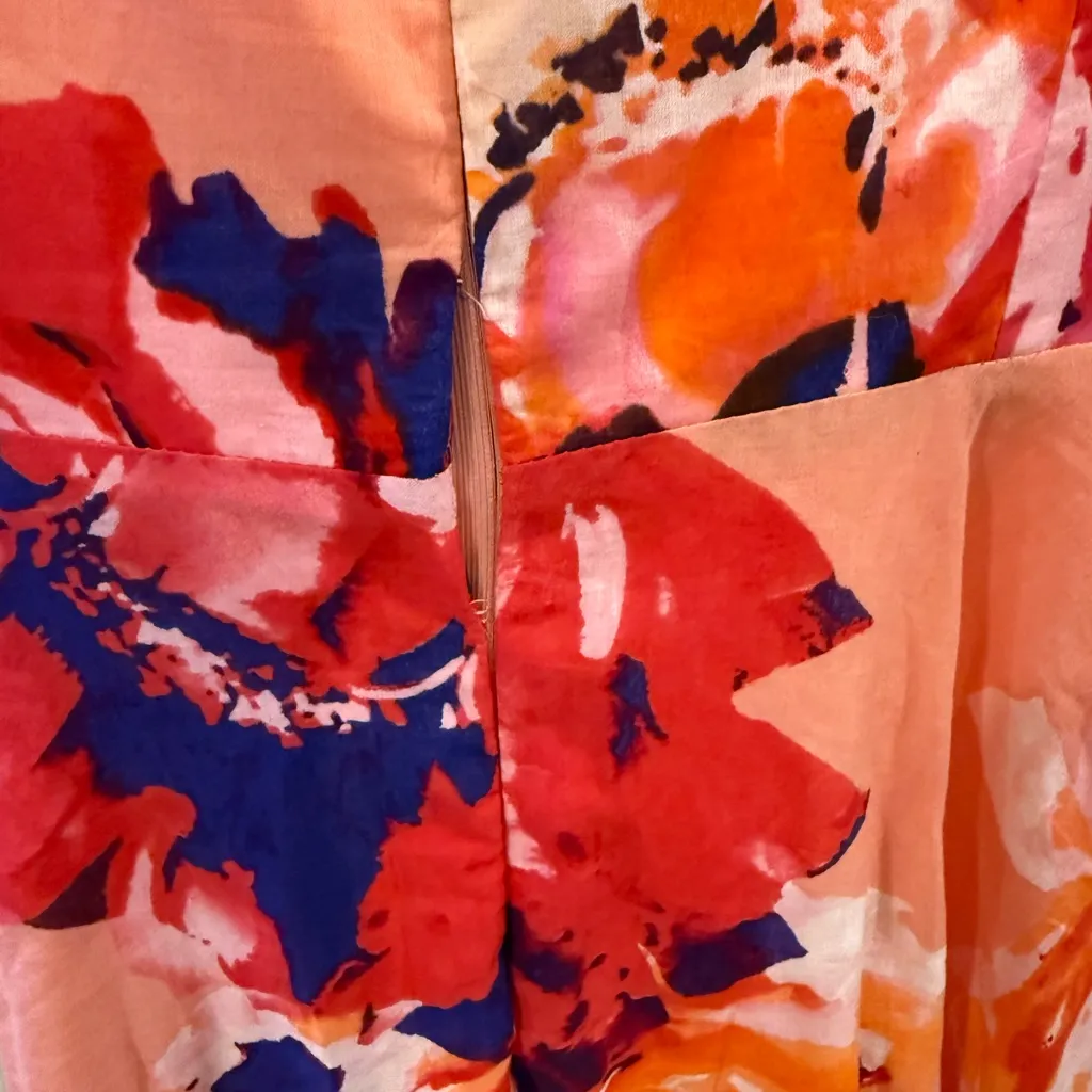 Calvin Klein Pink and Red Floral Midi Dress size 10 - Image 6