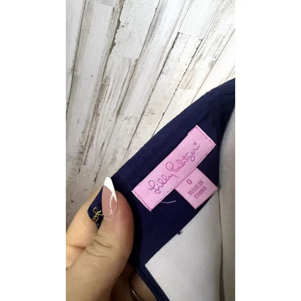 Lilly Pulitzer Women's Bernadette Strapless‎ Embroidered Dress Navy Blue Size 0 - Image 5