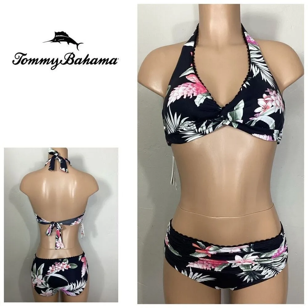 New. Tommy Bahama ginger flower halter bikini. XS-top/S-bottom. Retails $179 - Image 2