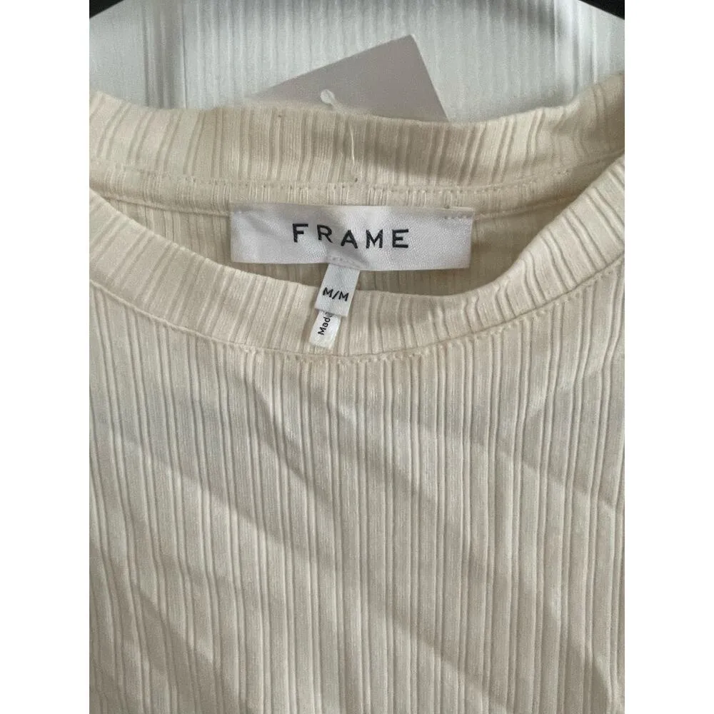 FRAME's Mid Rise Muscle Tee in ivory color top, A73 - Image 7