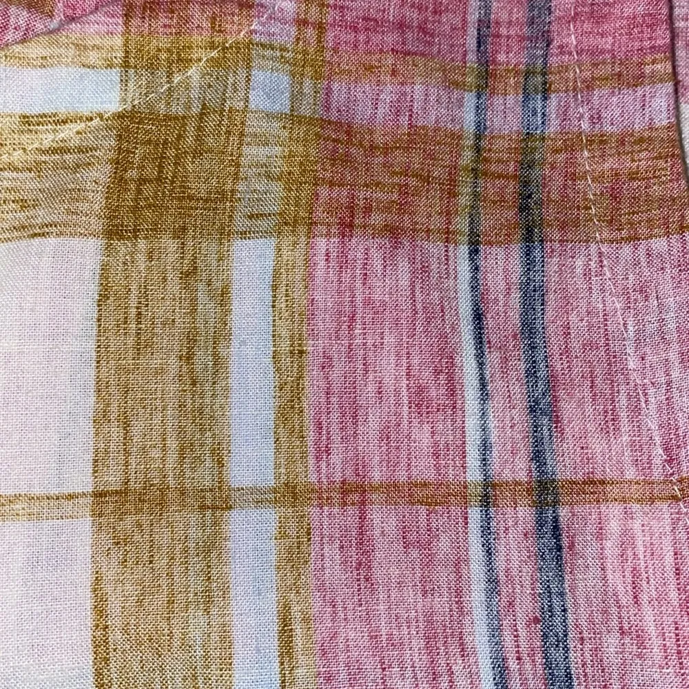 LOFT BEACH tulip style back button snap closure tank plaid soft NEW size S - Image 7