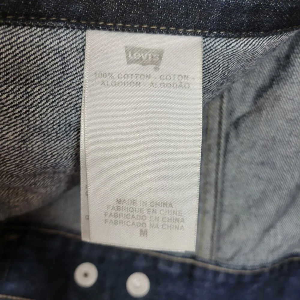 Levis Red Tab Trucker Denim Jacket Womens Medium Dark Wash Snap Closure 2 Pocket - Image 6