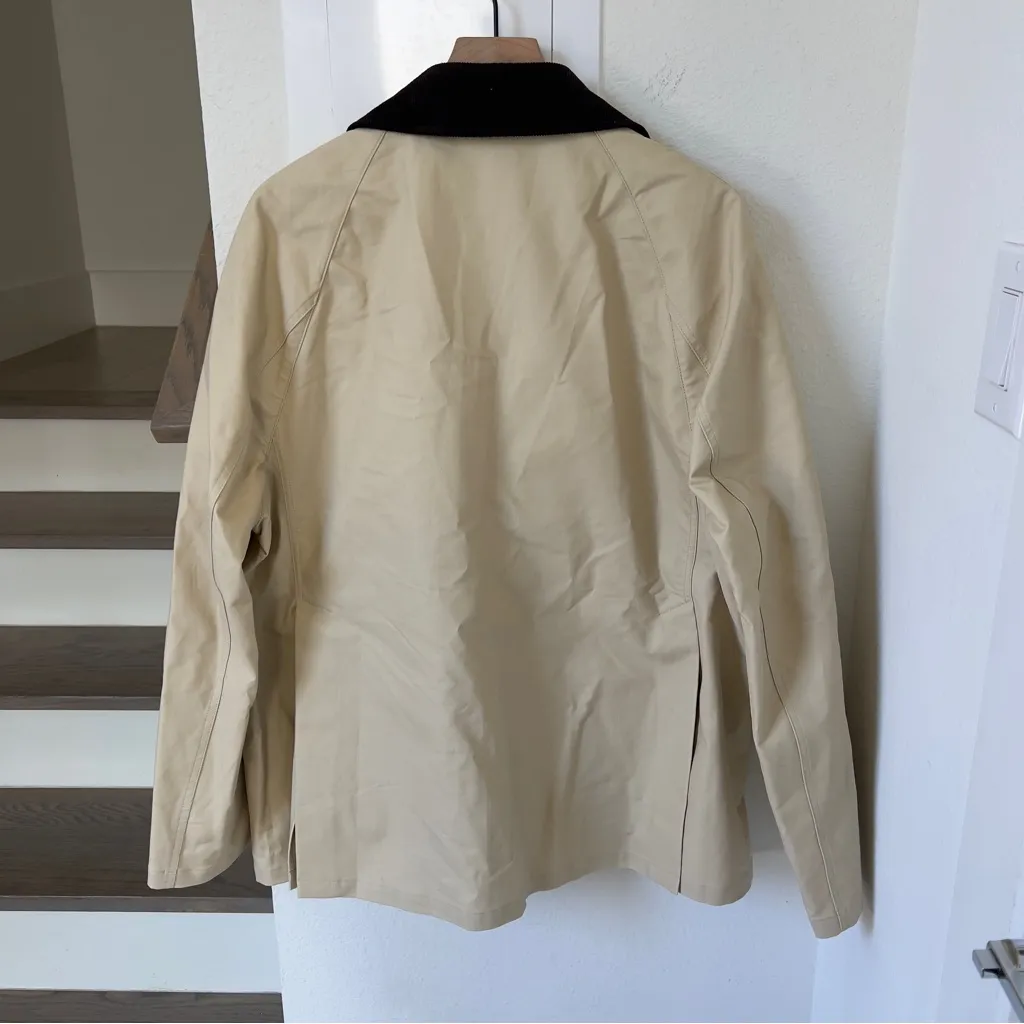 NWOT TOTEME Corduroy Trimmed Coated Canvas Summer Country Wax Cotton Jacket Tan Size 4 - Image 5