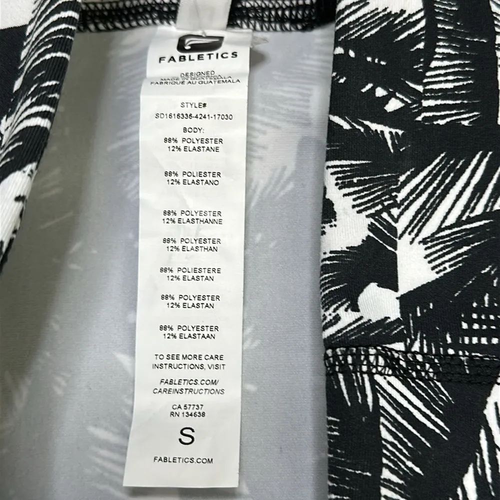 Fabletics Cora Skirt High Rise Compression Black White‎ Palm Print Size Small - Image 9