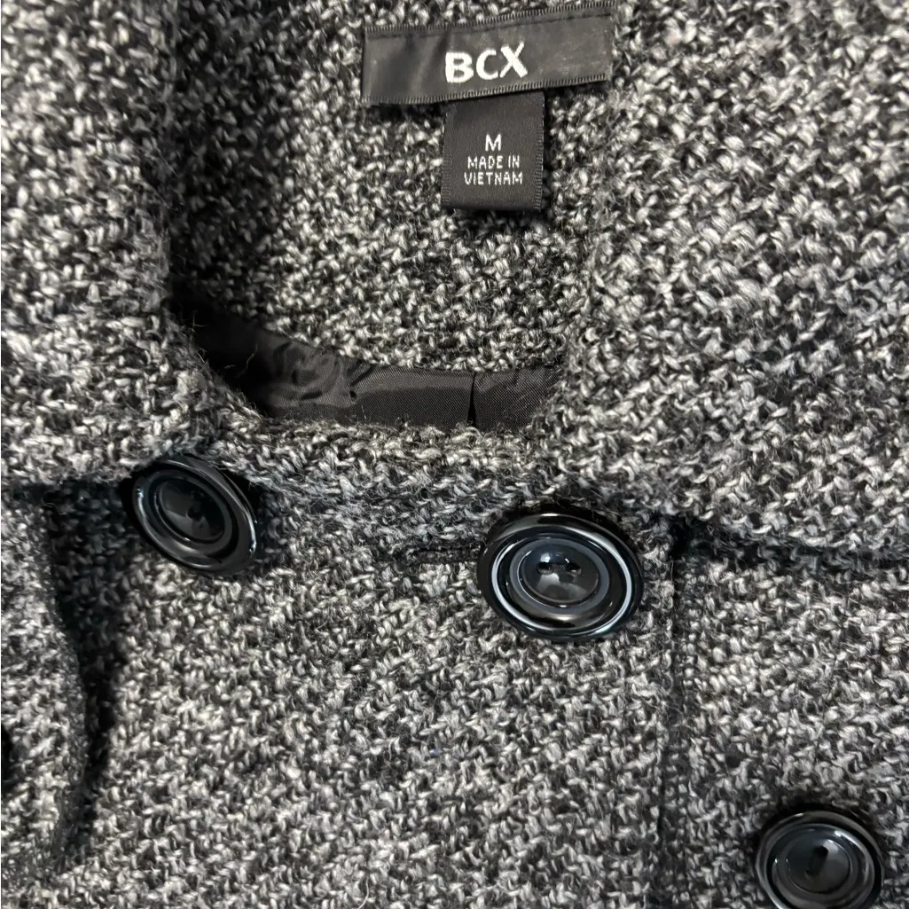 Women's Gray Tweed Double-Breasted Coat Size Medium - Image 4