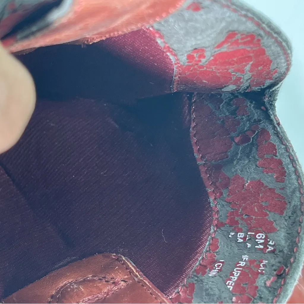 Steve Madden Cowgirl Boots Distressed Slouch Leather Mid Calf Brown Red 6M Boho - Image 10