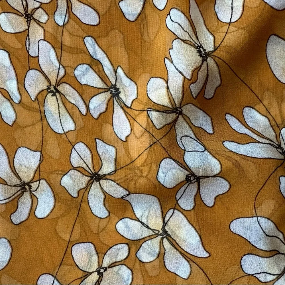 Blouse Thrive Top Golden Yellow Floral V-neck Chiffon Blouse Medium - Image 3