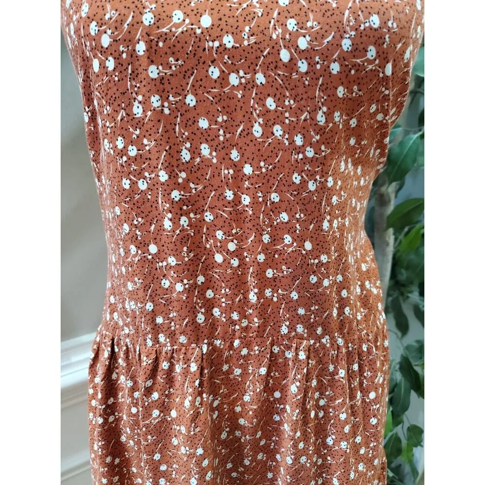 True Craft Women Orange Polka Dot 100% Rayon V Neck Sleeveless Top Shirt Size 3X - Image 3