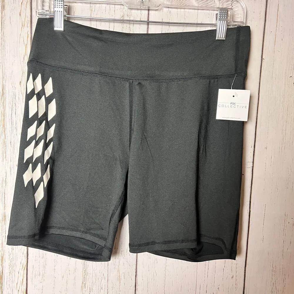 PS Collective Black Shorts with White Checkered Design on the Side Sz L NWT Size L - Image 14