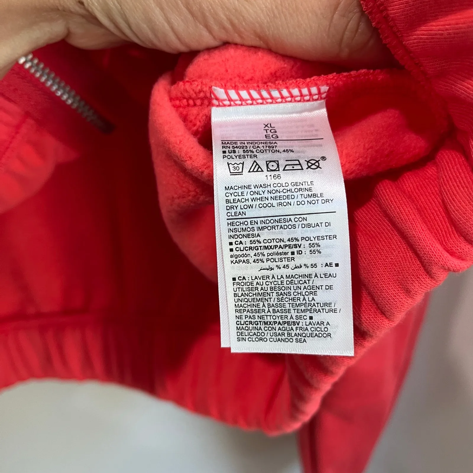 Old Navy Coral Cropped Zip Up Hoodie Casual Athleisure Size XL - Image 7